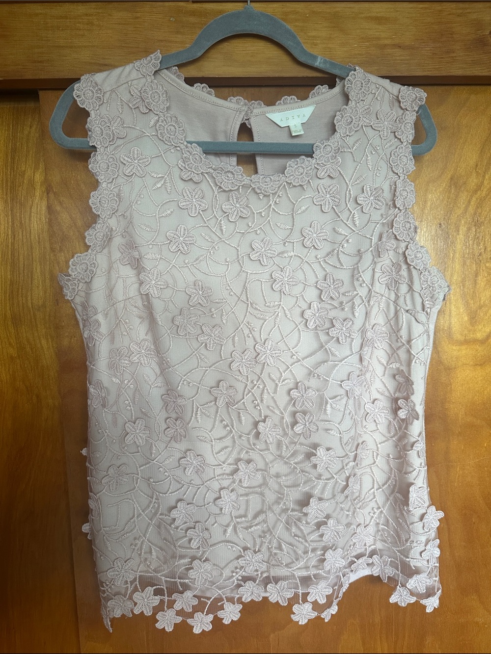 Adelyn Rae Floral Lace Sleeveless Camisole - Blush Pink